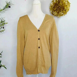 HM Divided Women's Button Down Tan Long Sleeve Lightweight Medium Cardigan Top